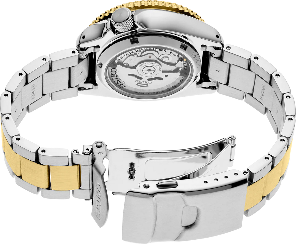 Seiko 5 Sports Automatic Special Creation Black Dial Two Tone Steel Strap Watch For Men - SRPK22