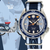 Seiko 5 Sports Honda Super Cub Limited Edition Blue Dial Two Tone NATO Strap Watch For Men - SRPK37K1