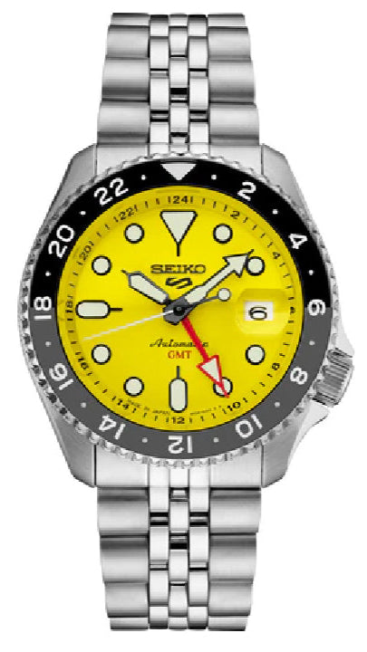 Seiko 5 Sport SKX GMT US Special Creation Automatic Yellow Dial Silver