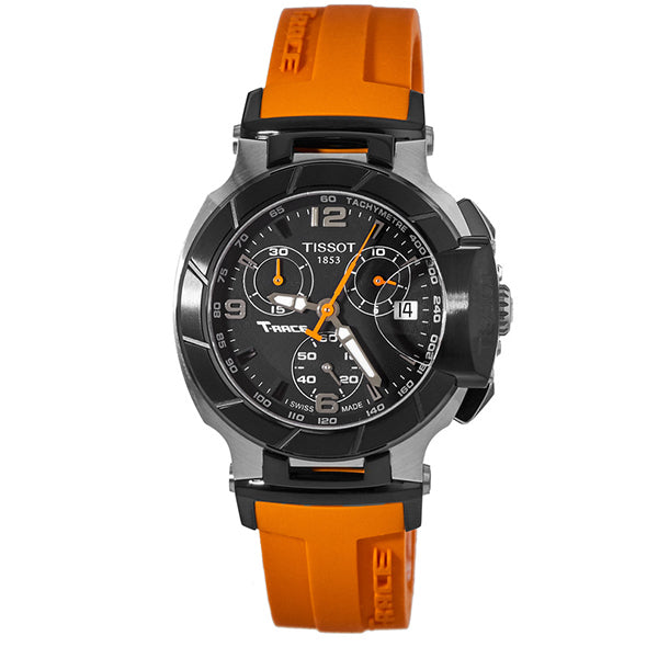 Tissot T Race Chronograph Black Dial Orange Rubber Strap Watch for Women - T048.217.27.057.00