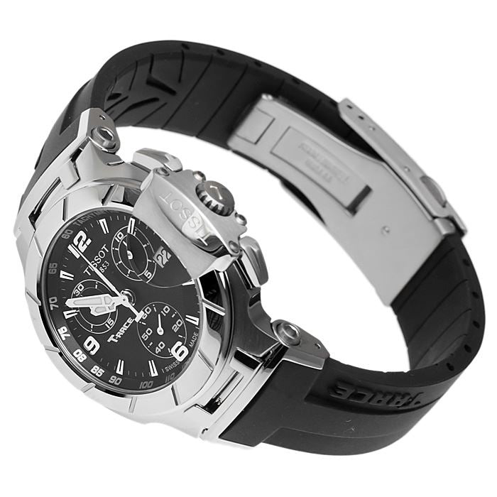 Tissot T Race Chronograph Black Dial Black Rubber Strap Watch for Women - T048.217.17.057.00