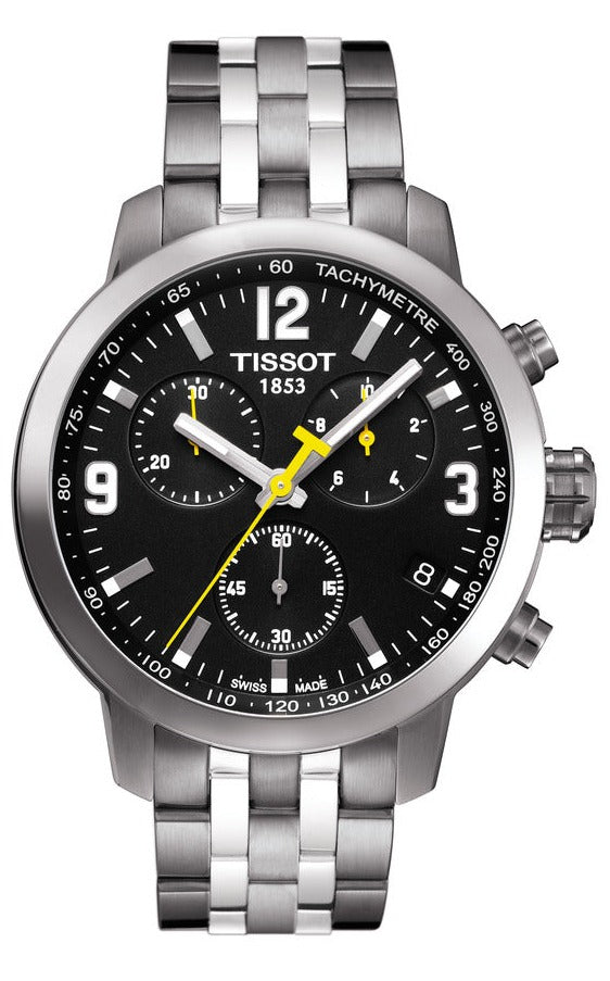 Tissot PRC 200 Chronograph Black Dial Stainless Steel Watch For Men -