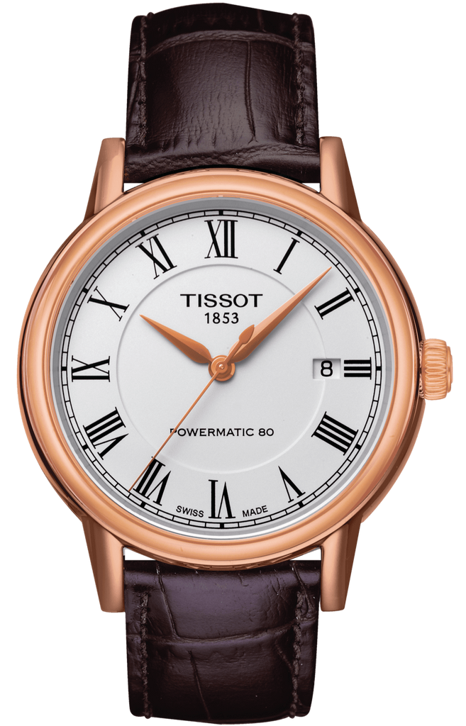 Tissot T Classic Carson Powermatic 80 White Dial Brown Leather Strap Watch for Men - T085.407.36.013.00
