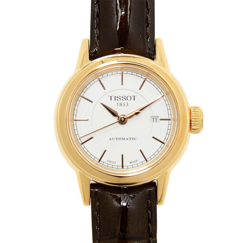 Tissot Carson Automatic White Dial Brown Leather Strap Watch For Women - T085.207.36.011.00
