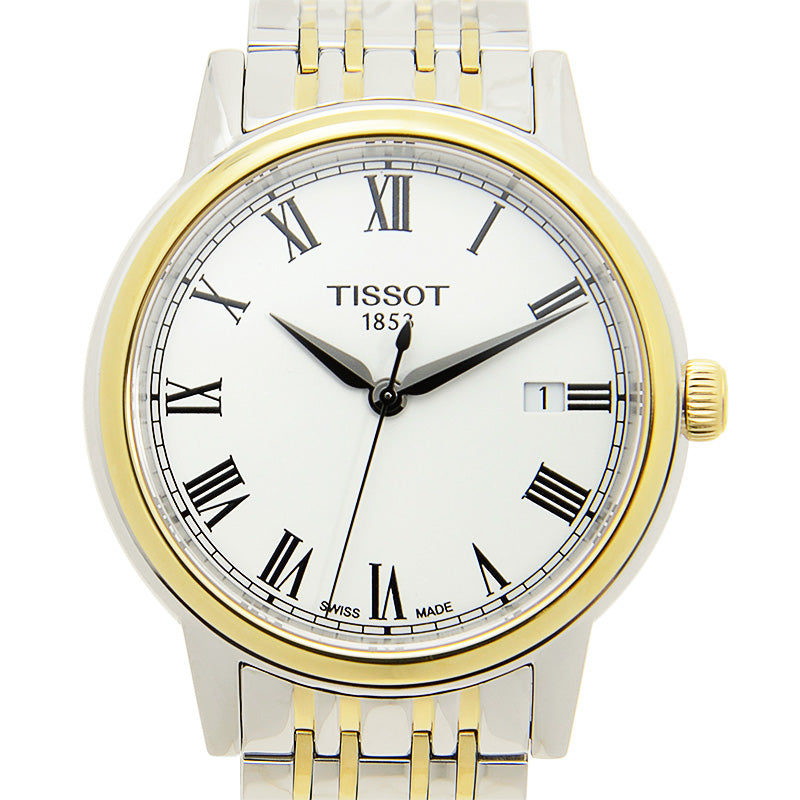 Tissot T Classic Carson Quartz White Dial Two Tone Steel Strap Watch for Men - T085.410.22.013.00