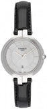 Tissot T Lady Flamingo Mother of Pearl White Dial Black Leather Strap Watch for Women - T094.210.16.111.00