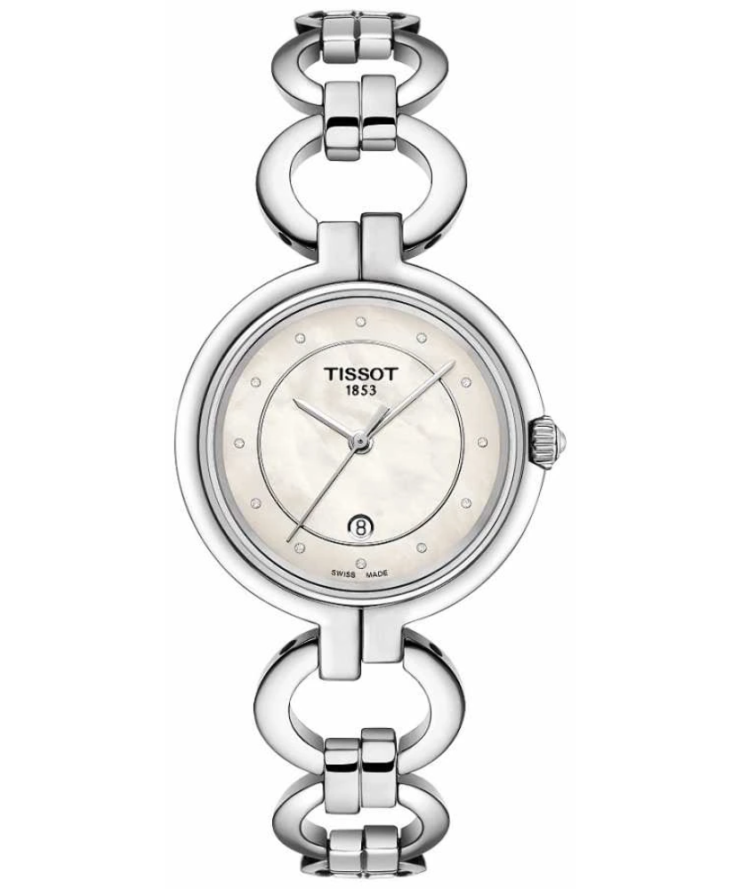 Tissot T Trend Flamingo Mother of Pearl Dial Silver Steel Strap Watch for Women - T094.210.11.116.00