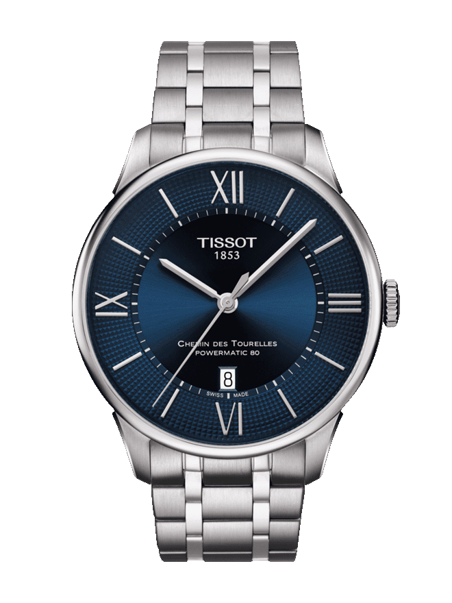 Tissot Chemin Des Tourelles Powermatic 80 Blue Dial Silver Steel Strap Watch for Men - T099.407.11.048.00