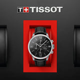 Tissot T Classic Chemin Des Tourelles Chronograph Black Dial Black Leather Strap Watch For Men - T099.427.16.058.00