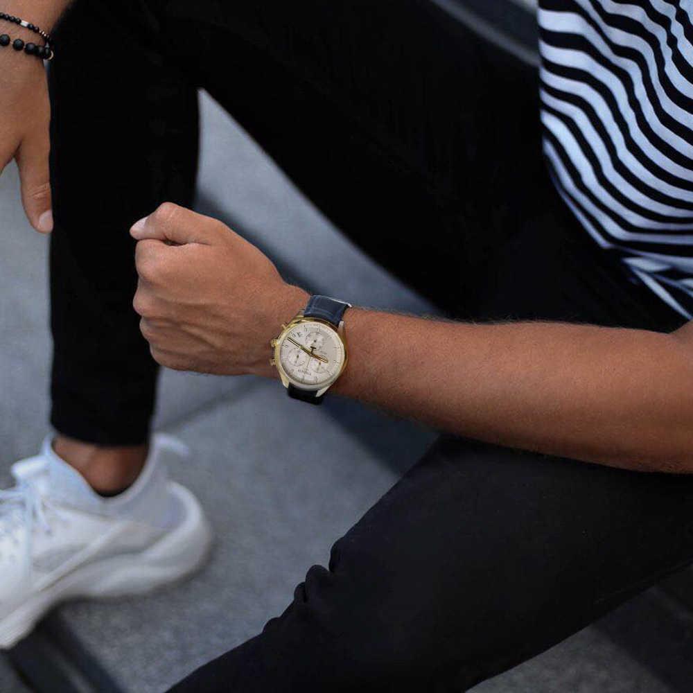 Tissot T Classic PR 100 Chronograph Silver Dial Black Leather Strap Watch for Men - T101.417.36.031.00