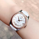 Tissot T-Classic Powermatic 80 Mother of Pearl Silver Dial White Leather Strap Watch For Women - T108.208.26.117.00