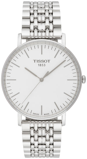 Tissot T Classic Everytime Large White Dial Silver Steel Strap Watch for Men - T109.610.11.031.00