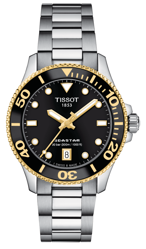 Tissot Seastar 1000 Black Dial Silver Steel Strap Watch For Men - T120.210.127.051.00