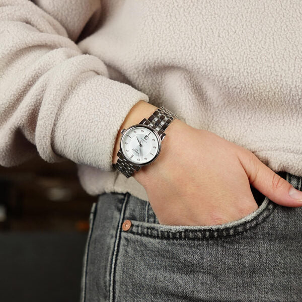 Tissot Carson Premium Automatic Lady Diamonds Silver Dial Silver Steel Strap Watch for Women - T122.207.11.036.00