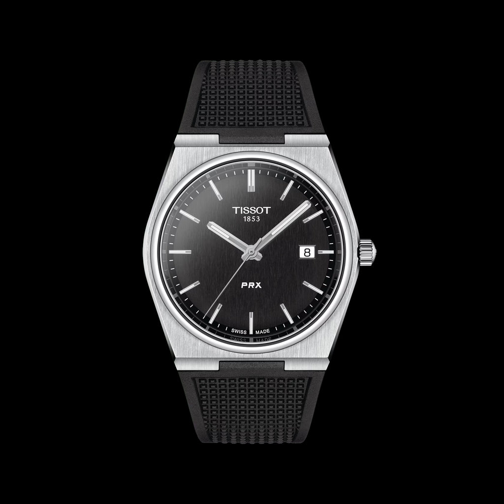 Tissot PRX Black Dial Black Rubber Strap Watch For Men - T137.410.17.051.00