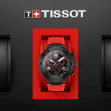 Tissot T Race Chronograph Black Dial Red Rubber Strap Watch For Men - T141.417.37.057.01
