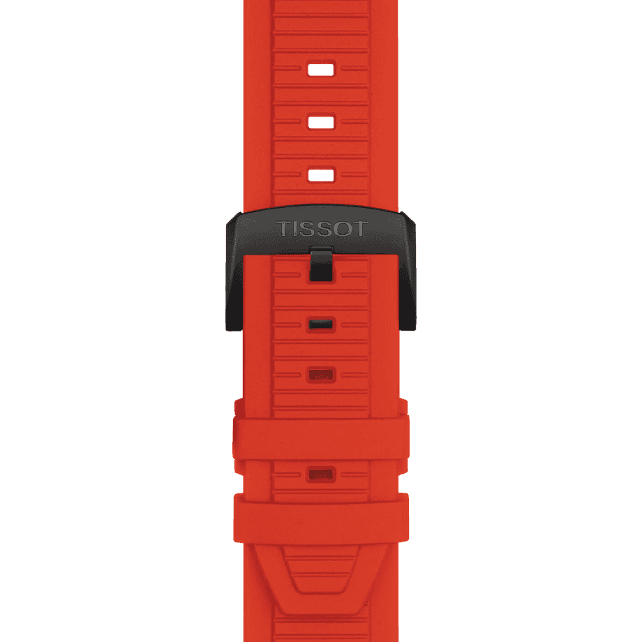 Tissot T Race Chronograph Black Dial Red Rubber Strap Watch For Men - T141.417.37.057.01