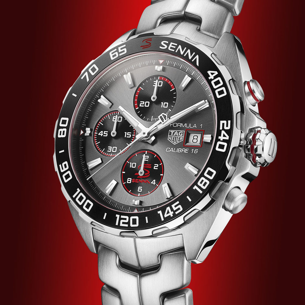 Tag Heuer Formula 1 Chronograph Senna Grey Dial Silver Steel Strap Watch for Men - CAZ201D.BA0633