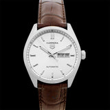 Tag Heuer Carrera Day Date Silver Dial Brown Leather Strap Watch for Men - WBN2011.FC6484