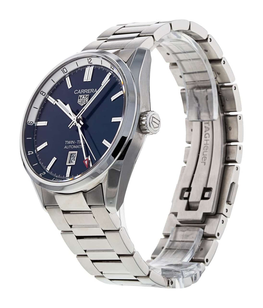 Tag Heuer Carrera Twin Time Blue Dial Silver Steel Strap Watch for Men - WBN201A.BA0640