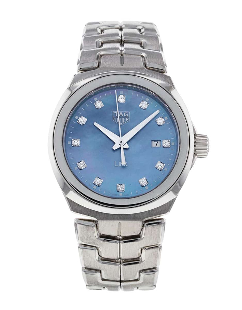 Tag Heuer Link Quartz Diamonds Blue Mother of Pearl Dial Silver Steel Strap Watch for Women - WBC1313.BA0600