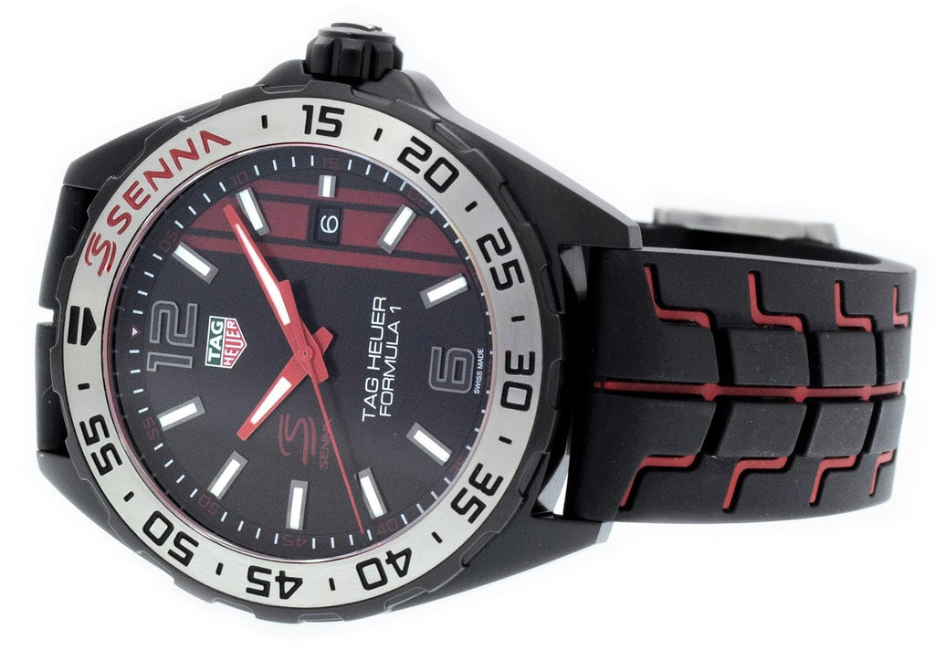 Tag Heuer Formula 1 Senna Special Edition Black Dial Two Tone Rubber Strap Watch for Men - WAZ1014.FT8027