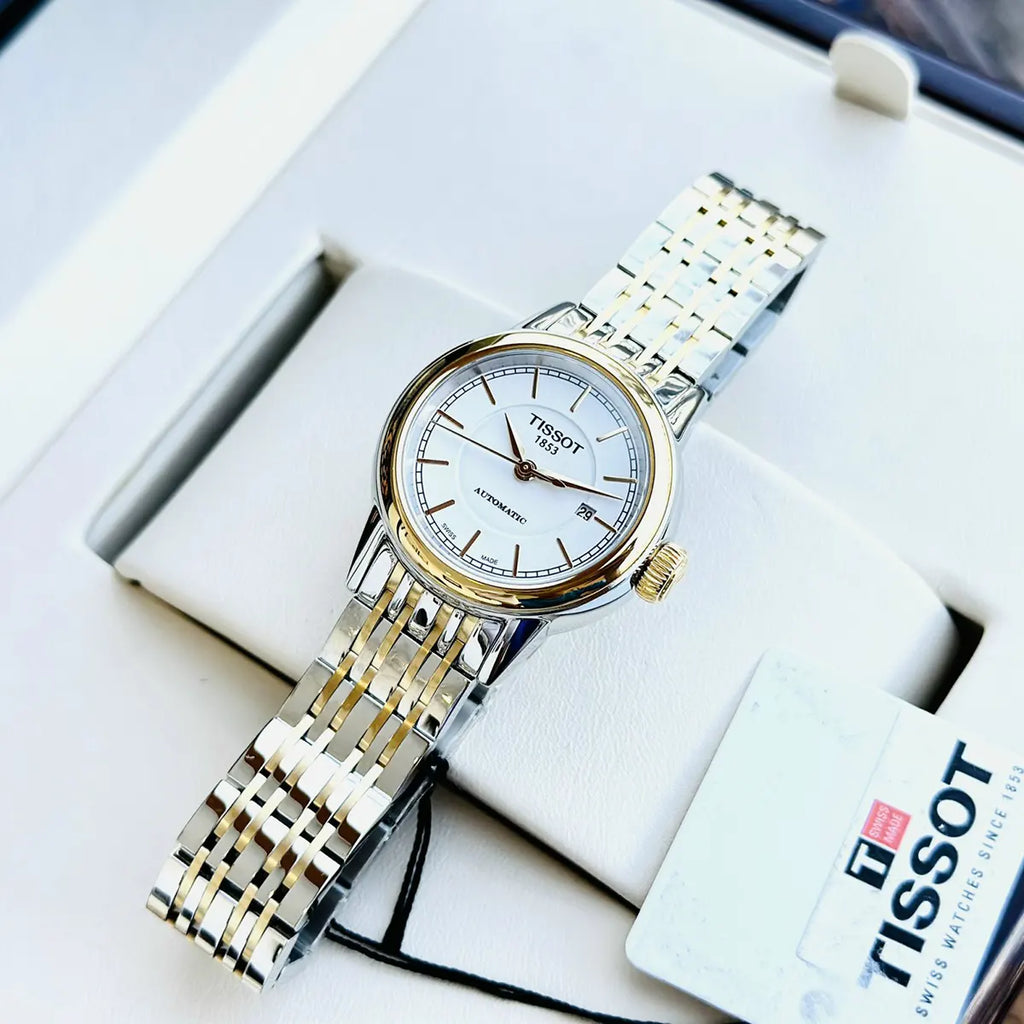 Tissot Carson Automatic Silver Dial Two Tone Steel Strap Watch For Women - T085.207.22.011.00