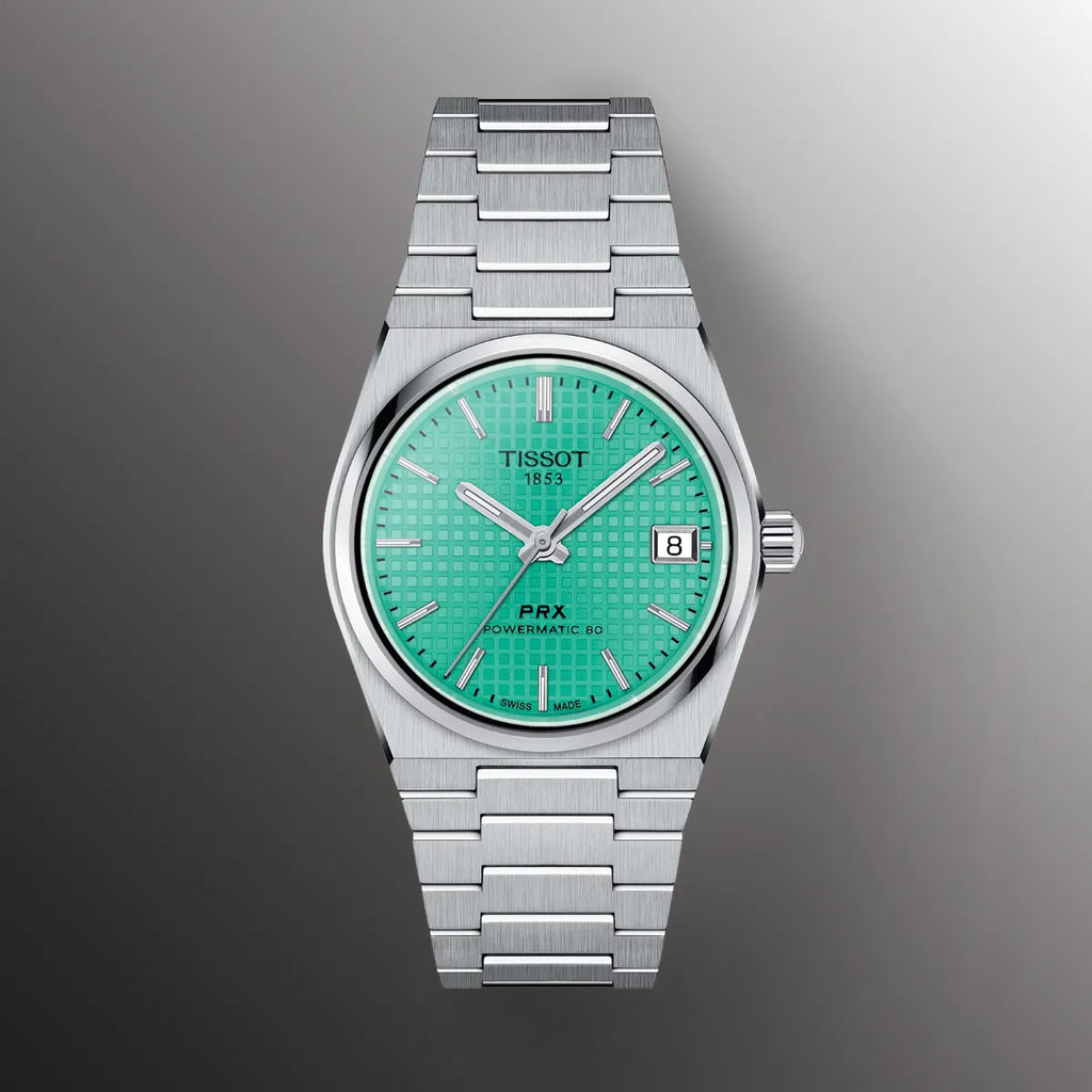 Tissot PRX Powermatic 80 Automatic Mint Green Dial Silver Steel Strap Watch for Men - T137.407.11.091.01