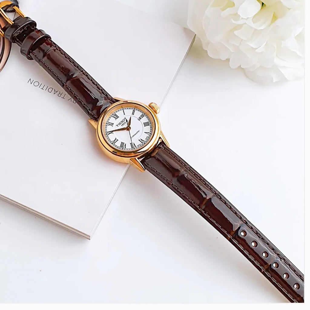 Tissot T Classic Carson White Dial Brown Leather Strap Watch For Women - T085.207.36.013.00