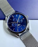 Tommy Hilfiger Oliver Quartz Blue Dial Silver Mesh Bracelet Watch for Men - 1791302