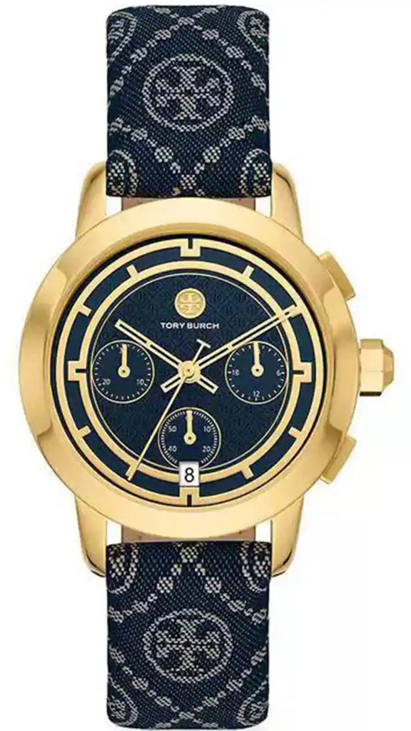 Tory Burch The Miller Chronograph Blue Dial Blue Jacquard Strap Watch for Women - TBW1038