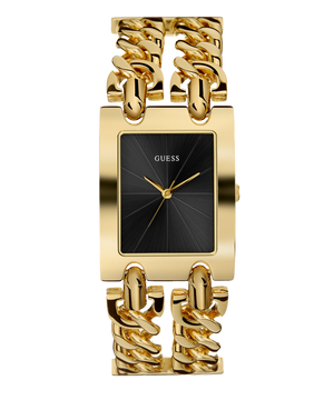 Guess Trend Multi Chain Black Dial Gold Steel Strap Watch for Women - U1117L5