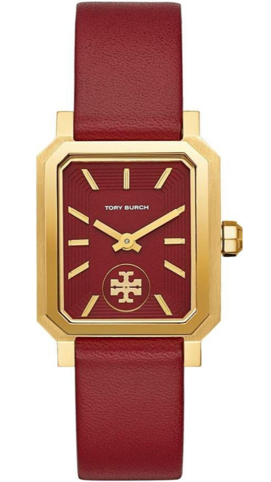 Tory Burch Robinson Quartz Red Dial Red Leather Strap Watch for Women