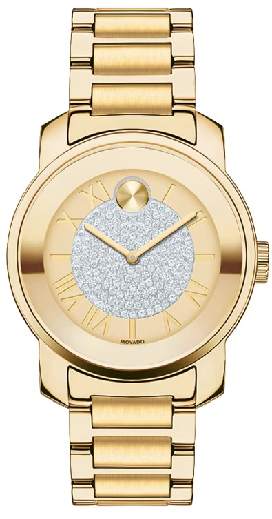 Movado Gold Watch with Crystal Pavé Dial Movado Bold Pave Crystal Dial Ladies Watch 3600492  main image 4