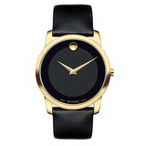 Movado Museum Black Dial Black Leather Strap Watch For Men - 606876