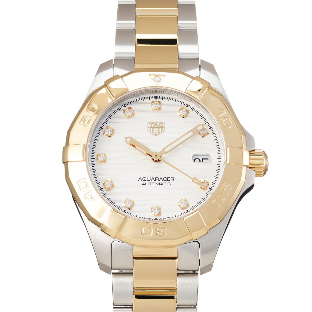 Tag Heuer Aquaracer Automatic Diamonds Silver Dial Two Tone Steel Strap Watch for Women - WBD2321.BB0320
