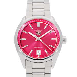Tag Heuer Carrera Date Automatic 18K Pink Dial Silver Steel Strap Watch for Women - WBN2313.BA0001