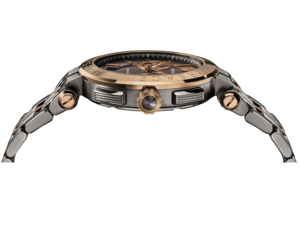 Versace Aion Chronograph Black Dial Grey Steel Strap Watch for Men  - VBR050017