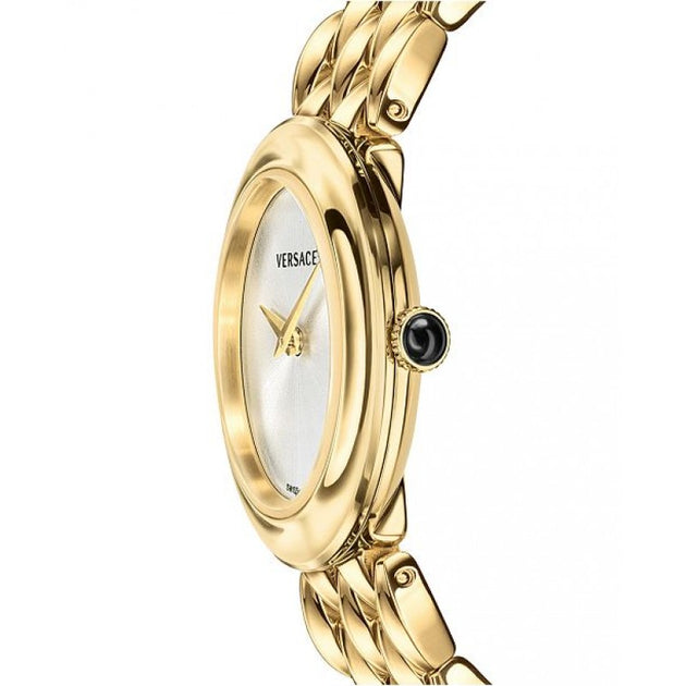 Versace V-Flare Quartz Silver Dial Gold Steel Strap Watch for Women - VEBN00718