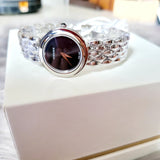 Versace V-Flare Quartz Black Dial Silver Steel Strap Watch for Women - VEBN00618