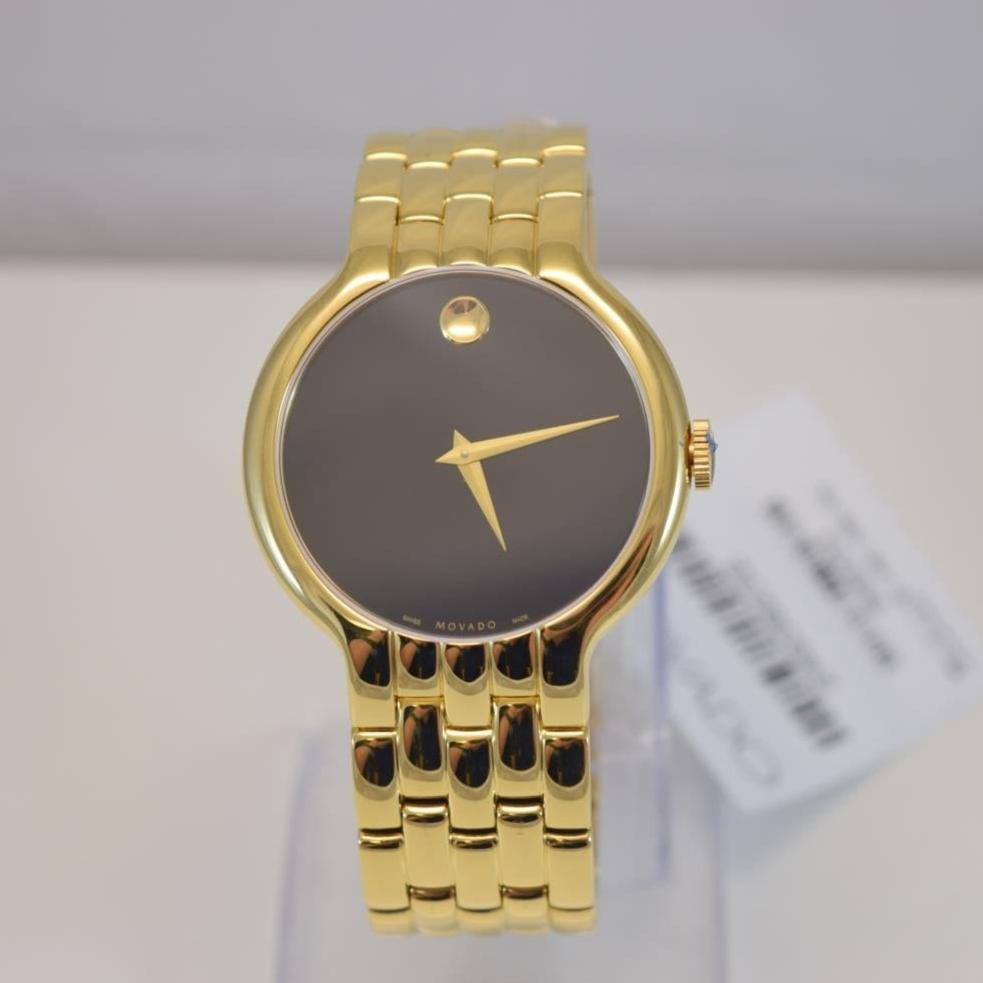 Movado Veturi Quartz Black Dial Gold Steel Strap Watch for Men - 0606934