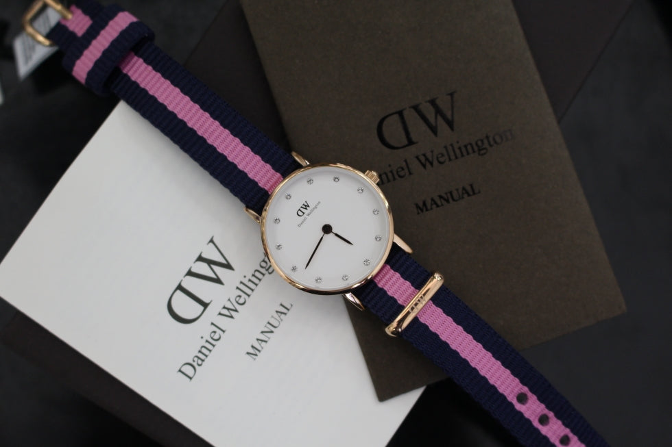 Daniel Wellington Classy Winchester White Dial Two Tone NATO Strap Watch For Women - DW00100065