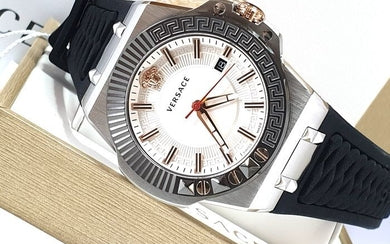 Versace Chain Reaction Quartz White Dial Black Rubber Strap Watch for Men - VEDY00219