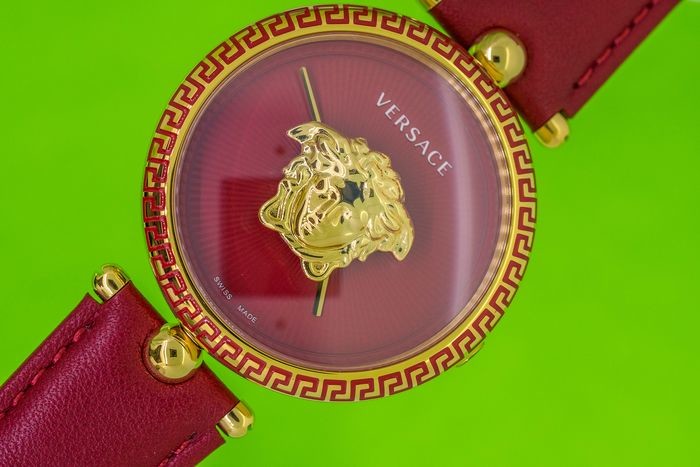 Versace Palazzo Empire Red Dial Red Leather Strap Watch for Women - VCO120017