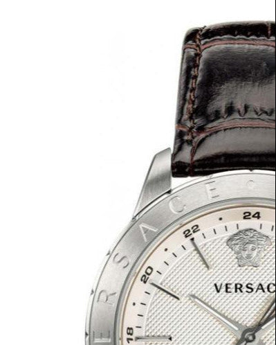 Versace Univers White Dial Brown Leather Strap Watch for Men - VEBK00118