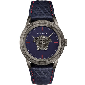 Versace Palazzo Empire Blue Dial Blue Leather Strap Watch for Men - VERD00118