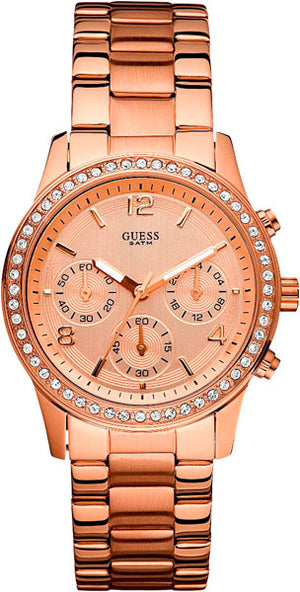 Guess Mini Spectrum Quartz Rose Gold Dial Rose Gold Steel Strap Watch For Women - W0122L3