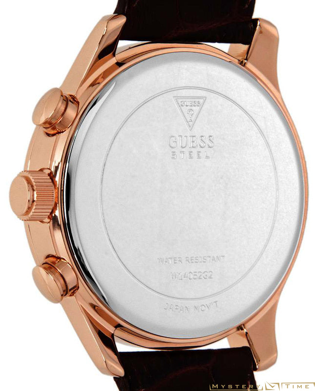 Guess Analog Chronograph Brown Dial Brown Leather Strap Watch For Men - W14052G2