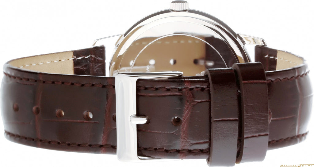 Guess Wafer Quartz White Dial Brown Leather Strap Watch For Men - W70016G2