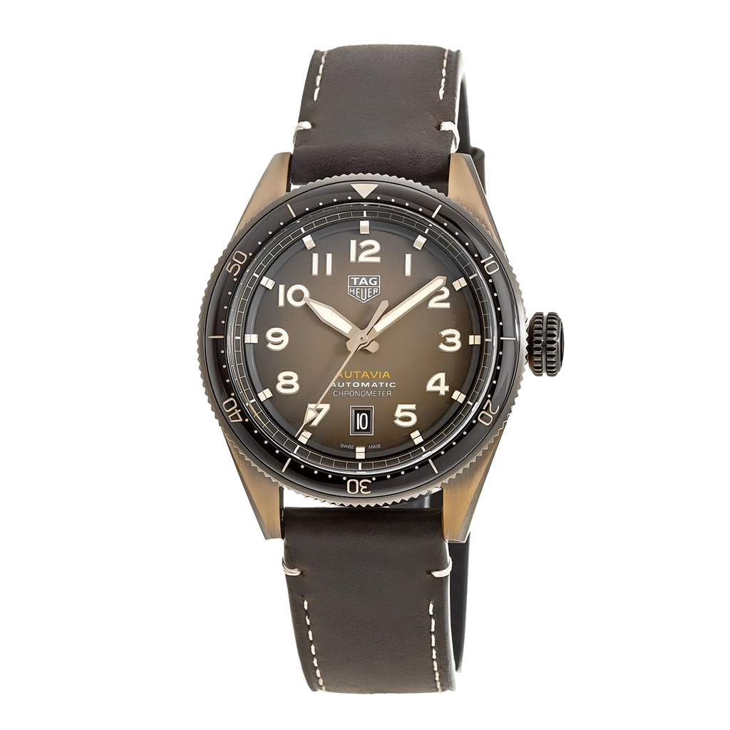 Tag Heuer Autavia Brown Dial Brown Leather Strap Watch for Men - WBE5191.FC8276